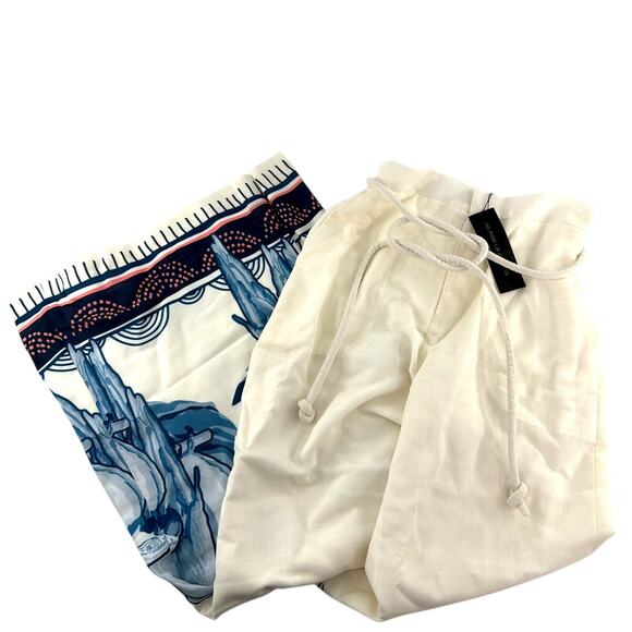 No Pise La Grama Women's Blue Macaw Print La Colina Pants Size 4 - Picture 5 of 8